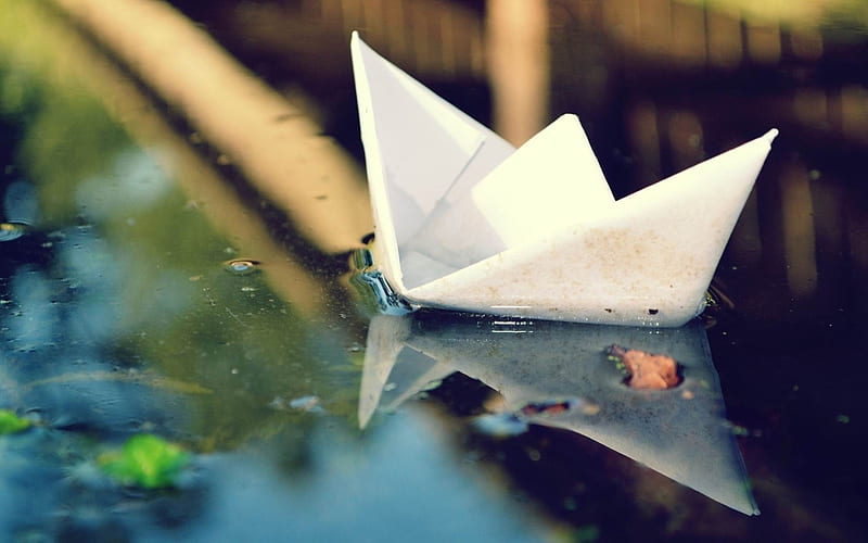 paper boat waterfall origami-High quality, HD wallpaper