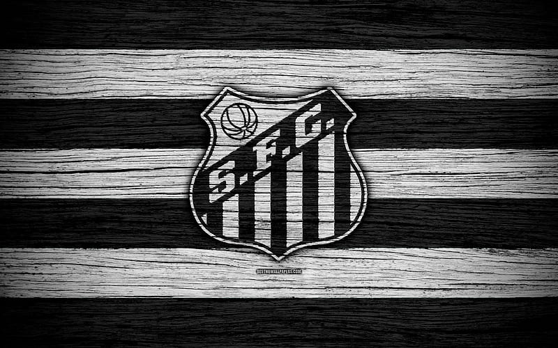 Santos Brazilian Seria A, logo, Brazil, soccer, Santos FC, football club, wooden texture, FC Santos, HD wallpaper
