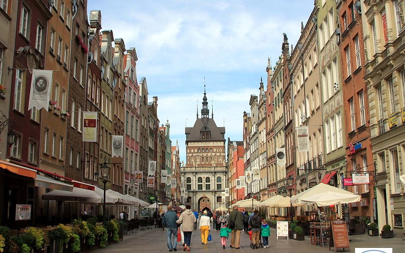 Gdansk, Poland, Poland, street, Gdansk, houses, HD wallpaper