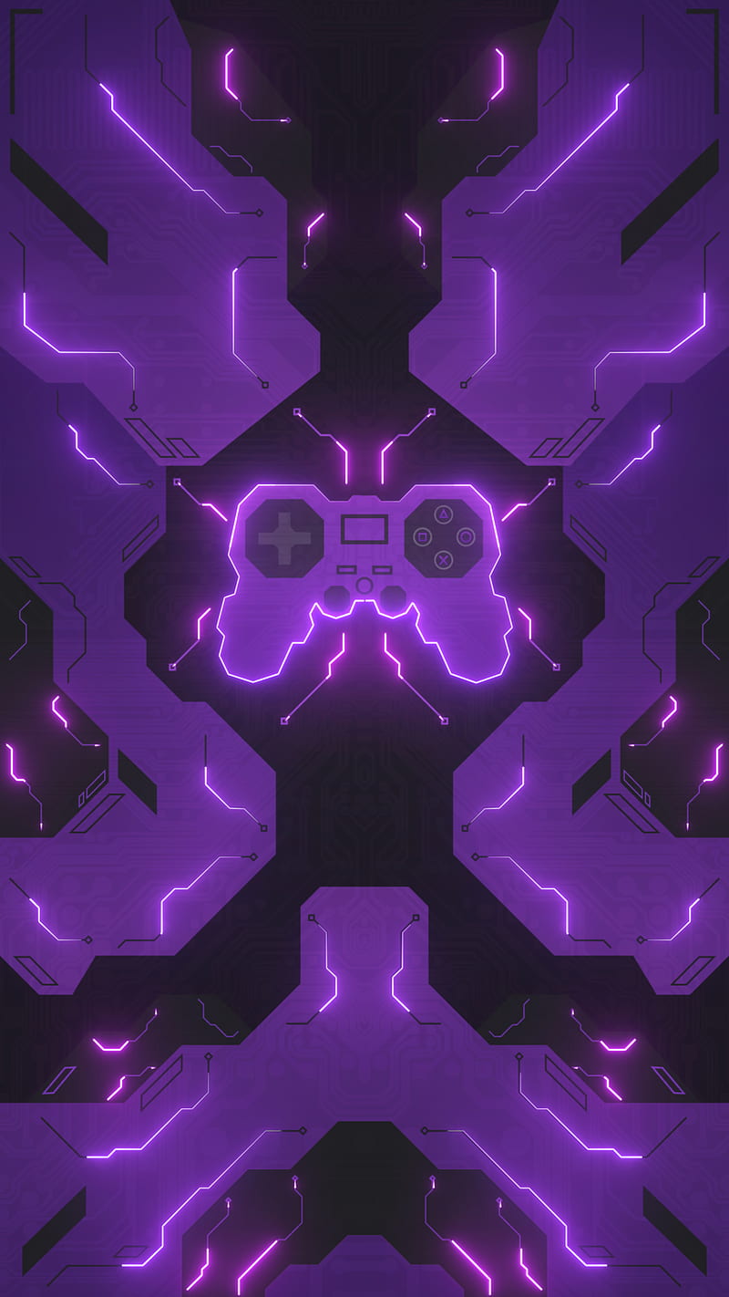 Tech P1, Technology, abstract, console, gamer, gaming, glow, neon, purple, HD phone wallpaper
