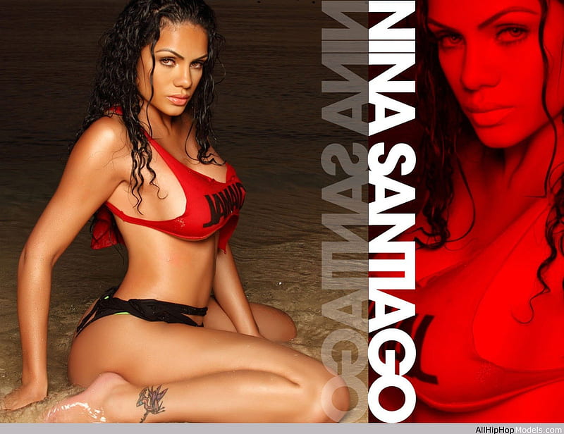 Nina Santiago, wet, swimwear, Hip-hop model, Model, beach, Babe, sand, Ethnic, Nina-Santiago, HD wallpaper