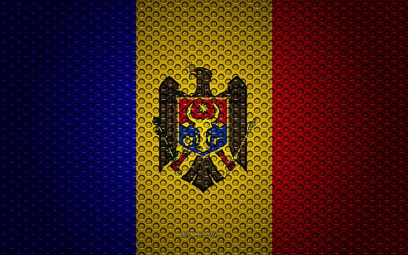 Flag of Moldova creative art, metal mesh texture, Moldovan flag, national symbol, Moldova, Europe, flags of European countries, HD wallpaper