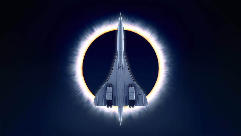 Concorde Carre Eclipse, spaceship, artist, artwork, digital-art, eclipse, HD wallpaper