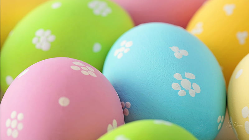 Pastel Eggs, Easter, decorated, eggs, pastel, floral, HD wallpaper