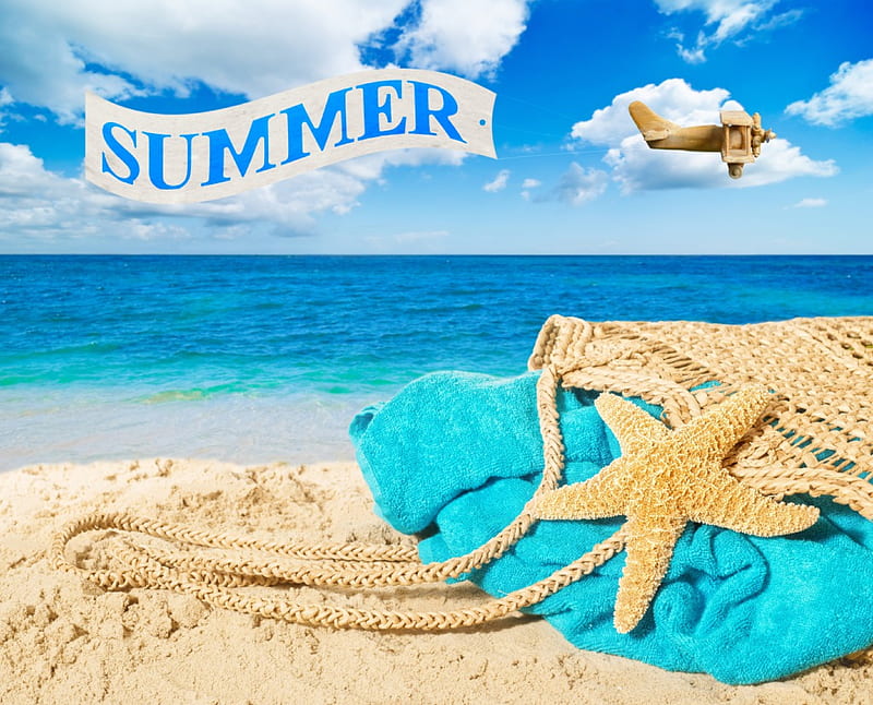 Hello Summer, summer time, sky, clouds, sea, beach, sand, splendor, paradise, summer, nature, sea view, HD wallpaper