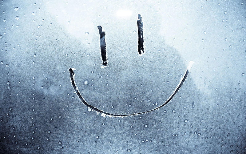 Smile on glass, foggy, smile, glass pane, drawing, HD wallpaper