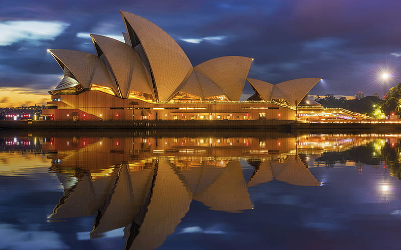 Sydney Opera House, Sydney Harbour, Sydney, evening, sunset, modern architecture, Australia, HD wallpaper