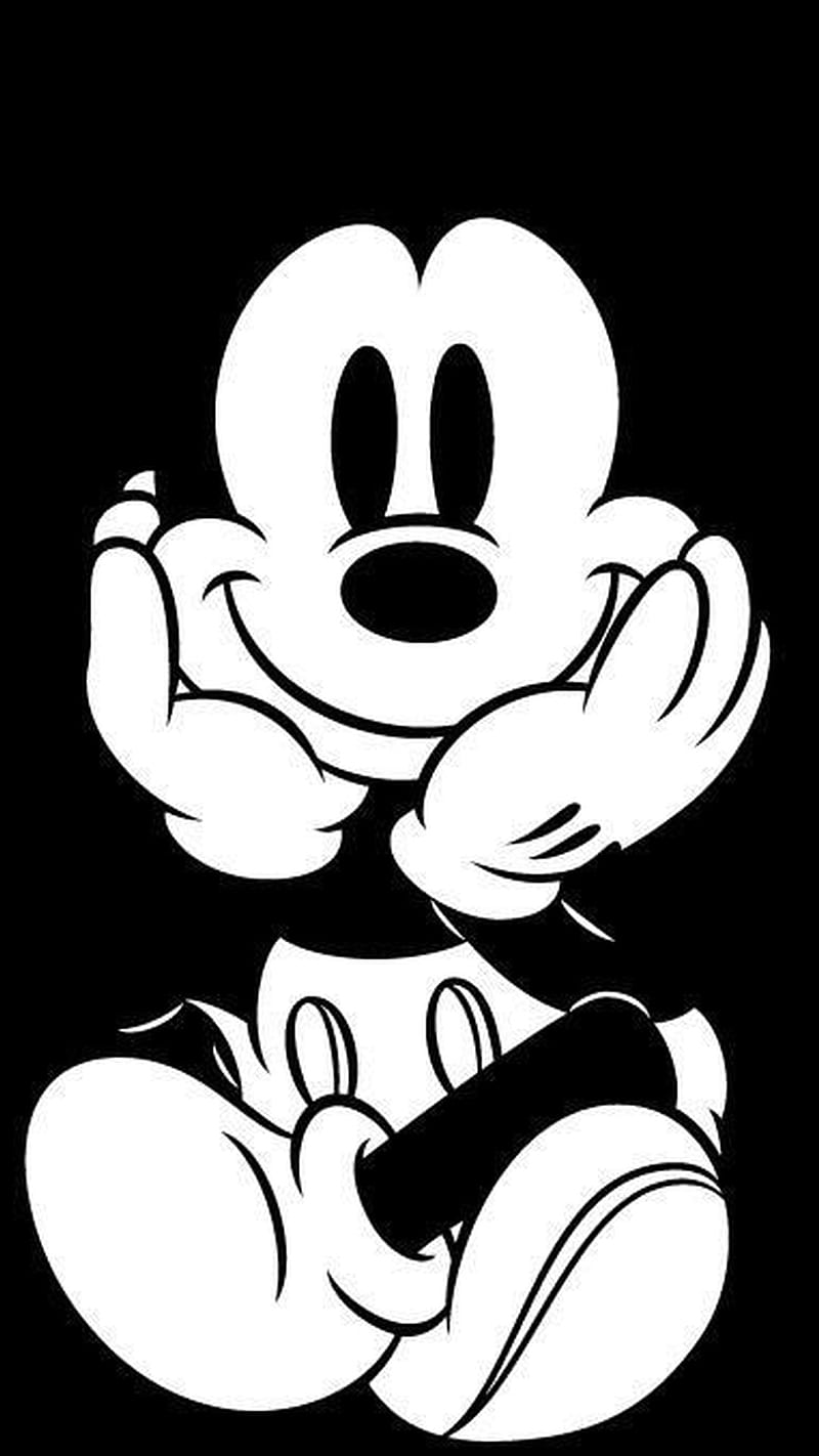 Mickey, black, mouse, white, HD phone wallpaper