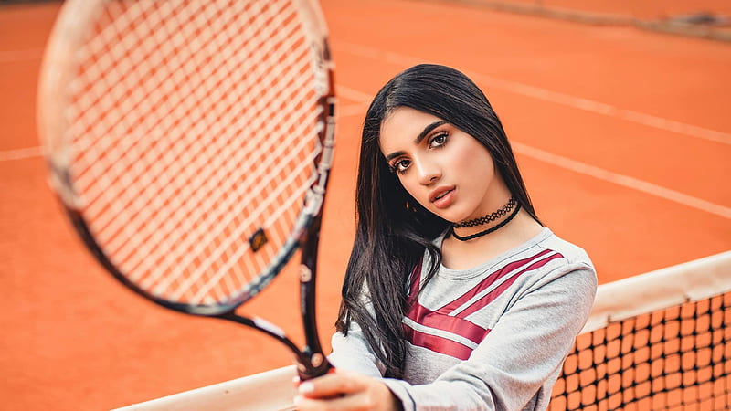 Girl Tennis Court, girls, model, tennis, HD wallpaper