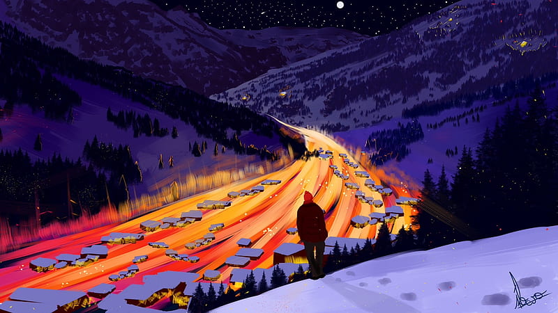 Cool Mountain Fantasy Art, HD wallpaper