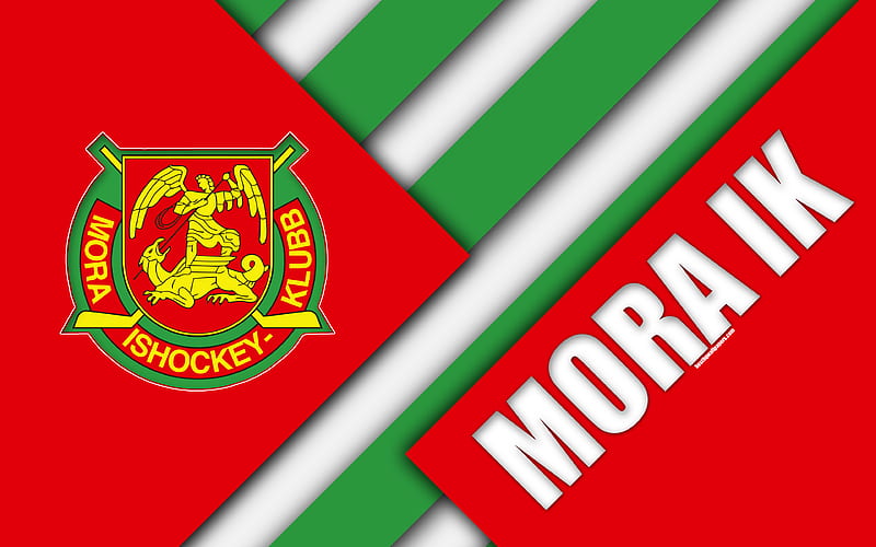 Mora IK SHL, logo, material design, Swedish hockey club, Mora, Sweden, red abstraction, Swedish hockey league, HD wallpaper