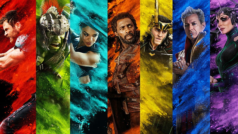 Thor: Ragnarok (2017), poster, colorful, fantasy, movie, ragnarok, comics, collage, thor, HD wallpaper