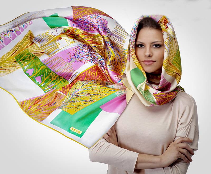 Blowing Scarf II, head scarf, headscarf, silk scarf, flowing, scarf, blowing, silk, HD wallpaper