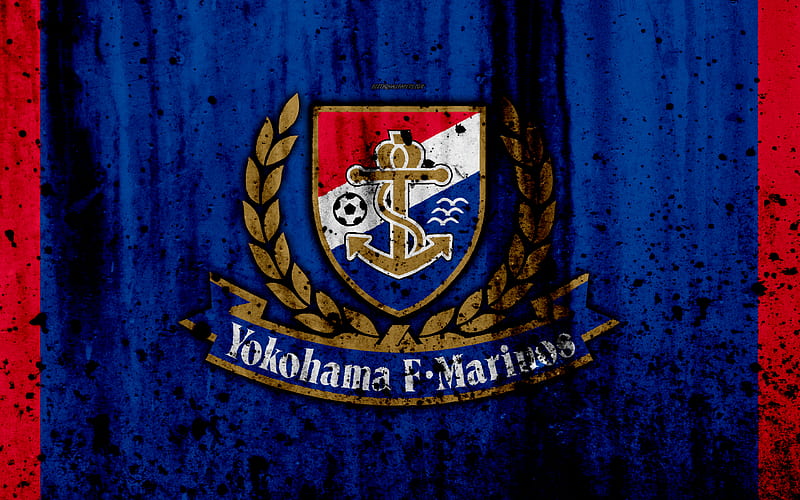 FC Yokohama Marinos logo, J-League, stone texture, japan, Yokohama Marinos, soccer, football club, Yokohama Marinos FC, HD wallpaper