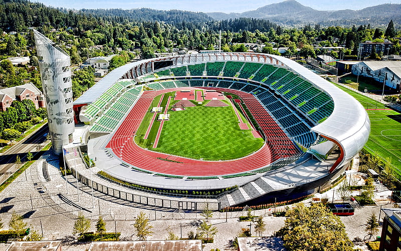 Hayward Field, University of Oregon, multifunctional stadium, Oregon Ducks Stadium, Eugene, Oregon, USA, Oregon Ducks, HD wallpaper