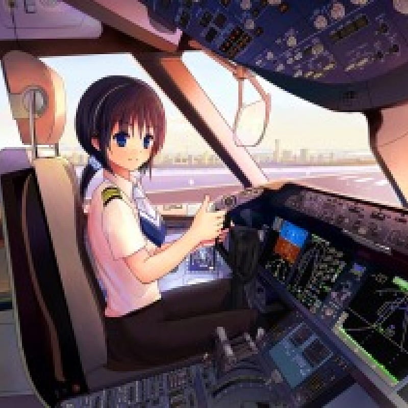 AI Image Generator: Anime style attractive female pilot sitting inside  aircraft cockpit, in center, full body shot, sitting, wearing shiny  pantyhose, getting electrocuted, moaning, exploding