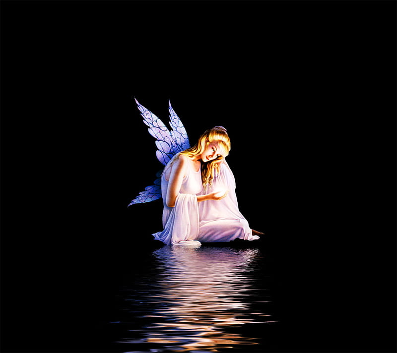 Sad Angel, fantasy, water, angel, abstract, other, HD wallpaper