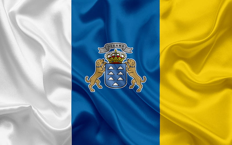 Flag of the Canary Islands, Spain, National Flag, Autonomous Community, Canary Islands, national symbols, HD wallpaper