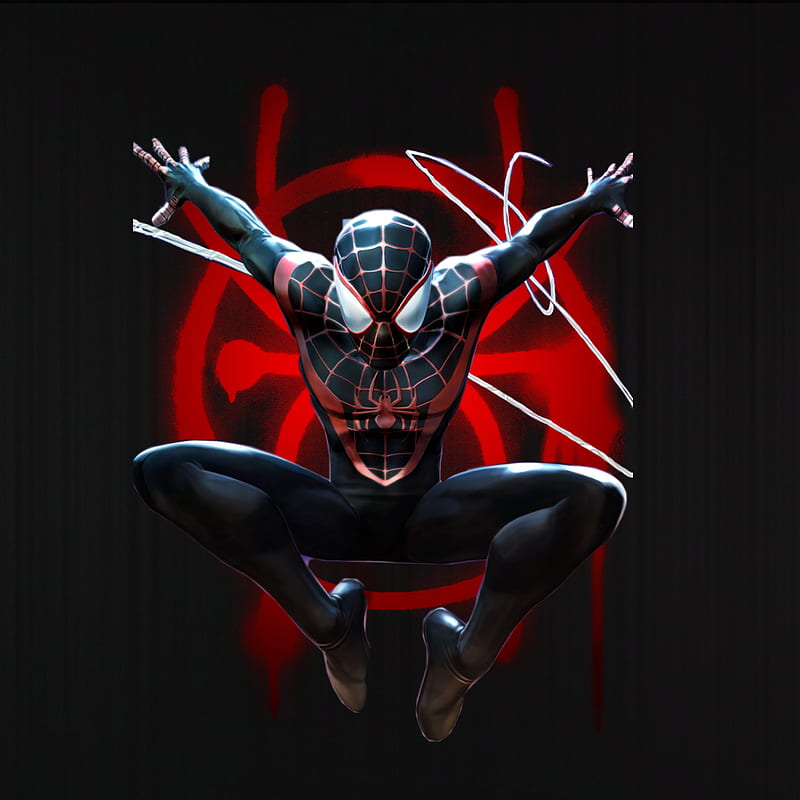 Miles morales, logo, man, red, spider, HD phone wallpaper | Peakpx