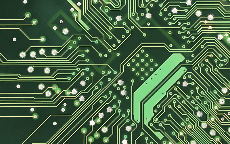 green electronic circuit texture, digital background, electronic circuit, board texture, green technology background, HD wallpaper