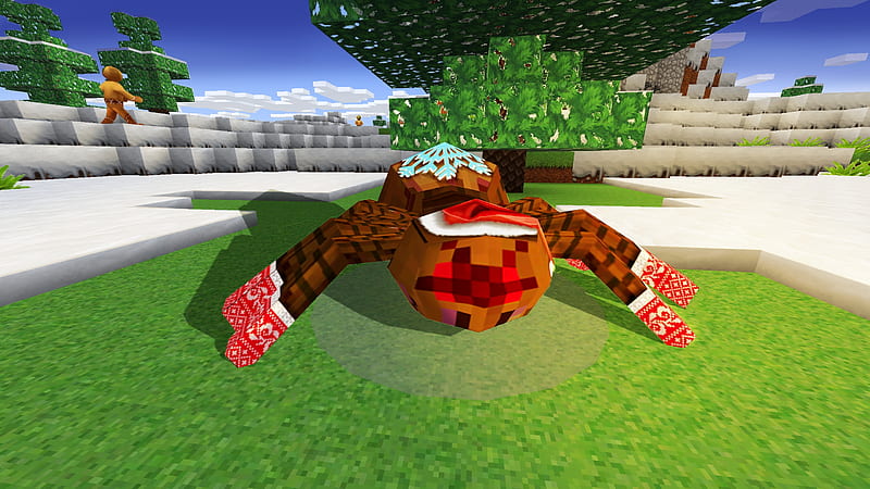 Spider in Cute Christmas Socks in RealmCraft Minecraft StyleGame, open world game, gaming, playgames, mobile games, realmcraft, pixel games, sandbox, minecraft, games action, game, minecrafters, pixel art, art, 3d building games, fun, pixel, adventure, building, 3d, minecraft, HD wallpaper