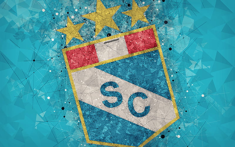 Club Sporting Cristal geometric art, logo, Peruvian football club, blue abstract background, emblem, Lima, Peru, football, creative art, Peruvian Primera Division, HD wallpaper