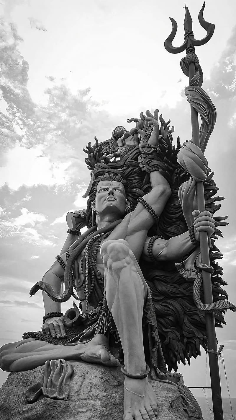 Mahadev Ki, Lord Shiva Black And White Statue, lord shiva, mahadev ...