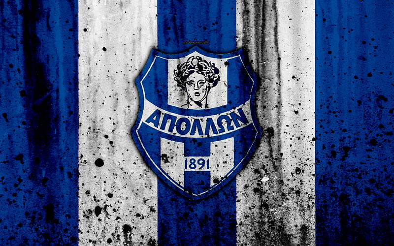 Apollon Smirnis FC Greece Super League, grunge, stone texture, logo, emblem, Greek football club, Athens, Greece, HD wallpaper