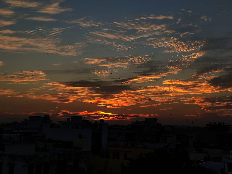 Sunset and clouds, city, jaipur, weather, HD wallpaper