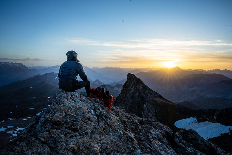 Man in black jacket sitting on rock during daytime, HD wallpaper | Peakpx