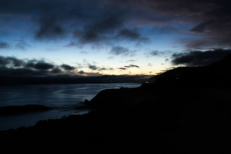 Hills, coast, sea, silhouettes, evening, HD wallpaper | Peakpx