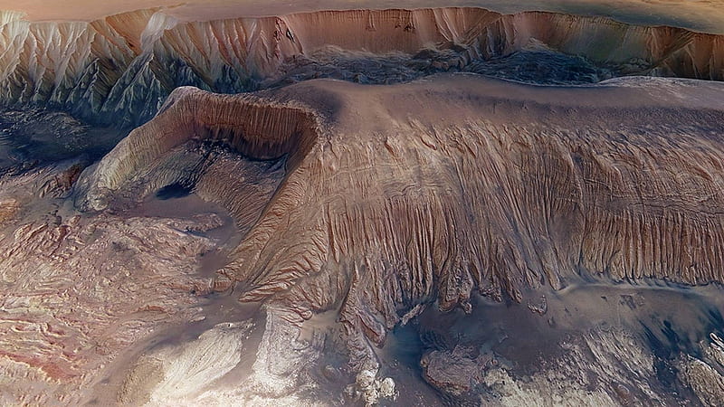 Collapse in Hebes Chasma on Mars, cool, planet, space, fun, mars, HD wallpaper