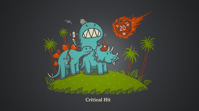 Critical Hit, crit, dungeons, dnd, dragons, 1d20, dinos, HD wallpaper