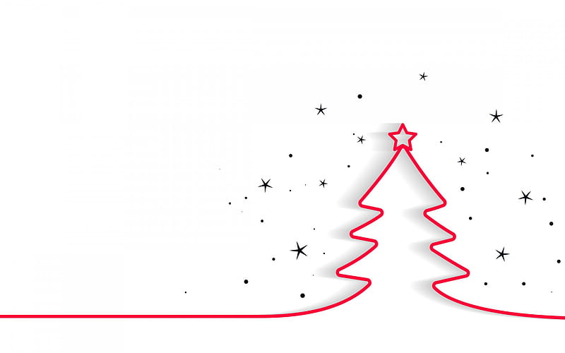 New Year Tree, minimal, white background, Christmas Tree, Happy New Year, xmas minimal art, HD wallpaper