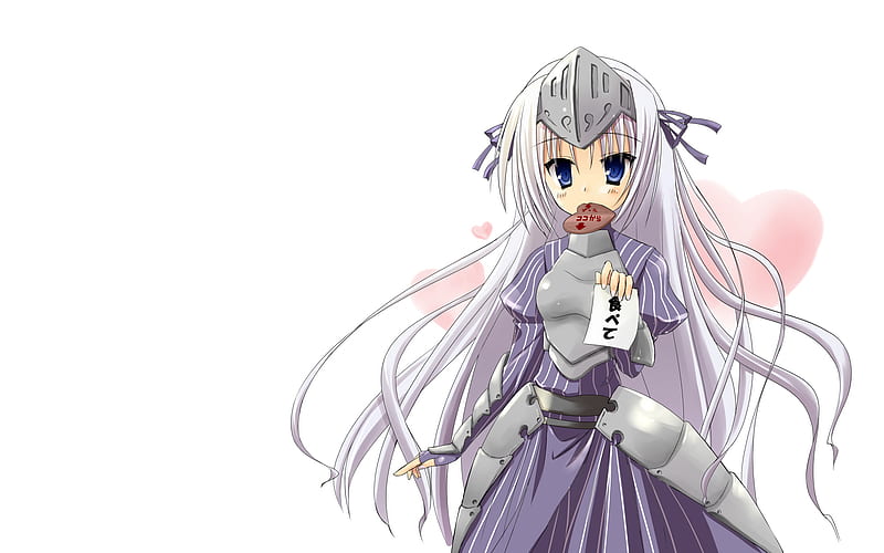 Eucliwood Hellscythe, necromancer, gray hair, chocolate, valentine, armor, kore wa zombie desu ka, blue eyes, long hair, HD wallpaper