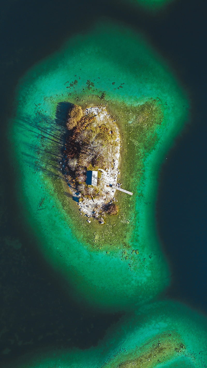 island, sea, aerial view, green, HD phone wallpaper