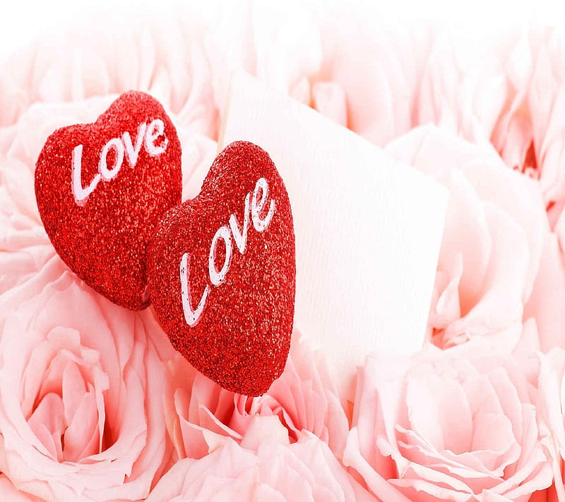 Love hearts, cute rose, heart, love you, pink rose, rose, HD wallpaper |  Peakpx