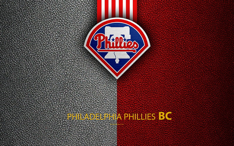 Philadelphia Phillies Eastern Division, American baseball club, leather texture, logo, MLB, Philadelphia, Pennsylvania, USA, Major League Baseball, emblem, HD wallpaper