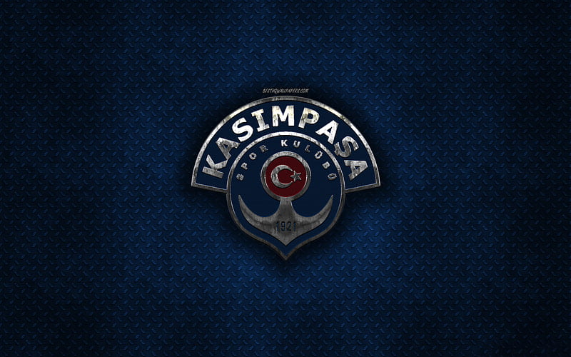 Kasimpasa SK, Turkish football club, blue metal texture, metal logo, emblem, Istanbul, Turkey, Super Lig, creative art, football, HD wallpaper