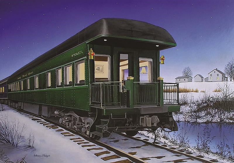 The Nickel Plate Train, railroad, waggon, snow, winter, HD wallpaper