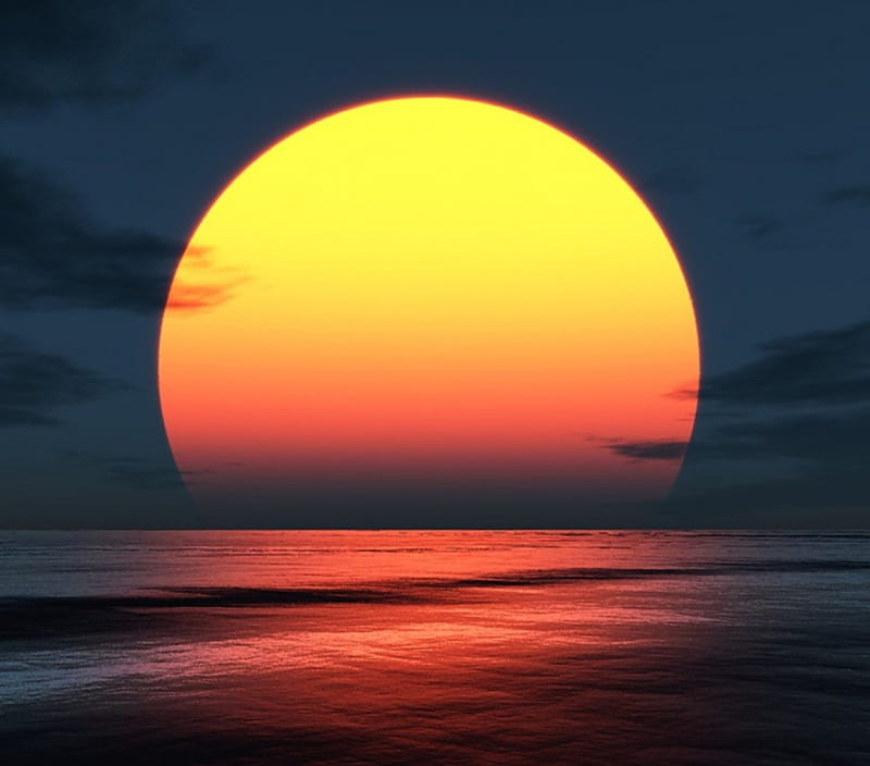 Sunsets, sets, sun, lovely, sea, HD wallpaper