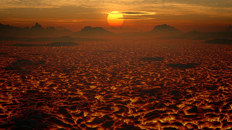 Sunset In Volcano Desert, HD wallpaper