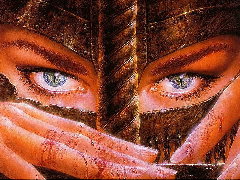 Eye of the warrior - Luis Royo, warrior, dark art, eye, luis royo, dark, graphics, HD wallpaper
