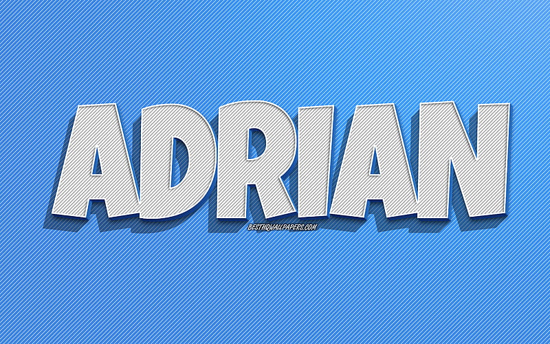 Adrian, blue lines background, with names, Adrian name, male names, Adrian greeting card, line art, with Adrian name, HD wallpaper