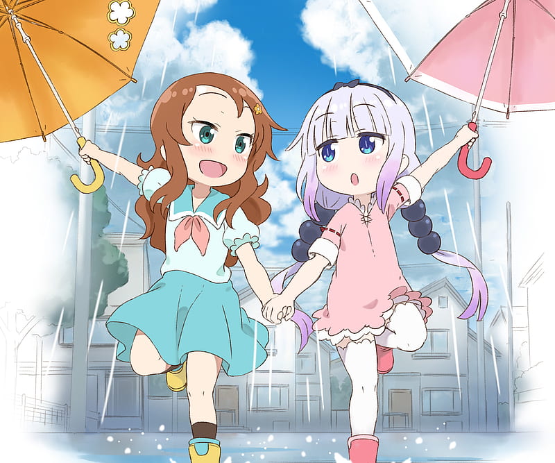 Anime, Miss Kobayashi's Dragon Maid, Kanna Kamui , Riko Saikawa, HD wallpaper