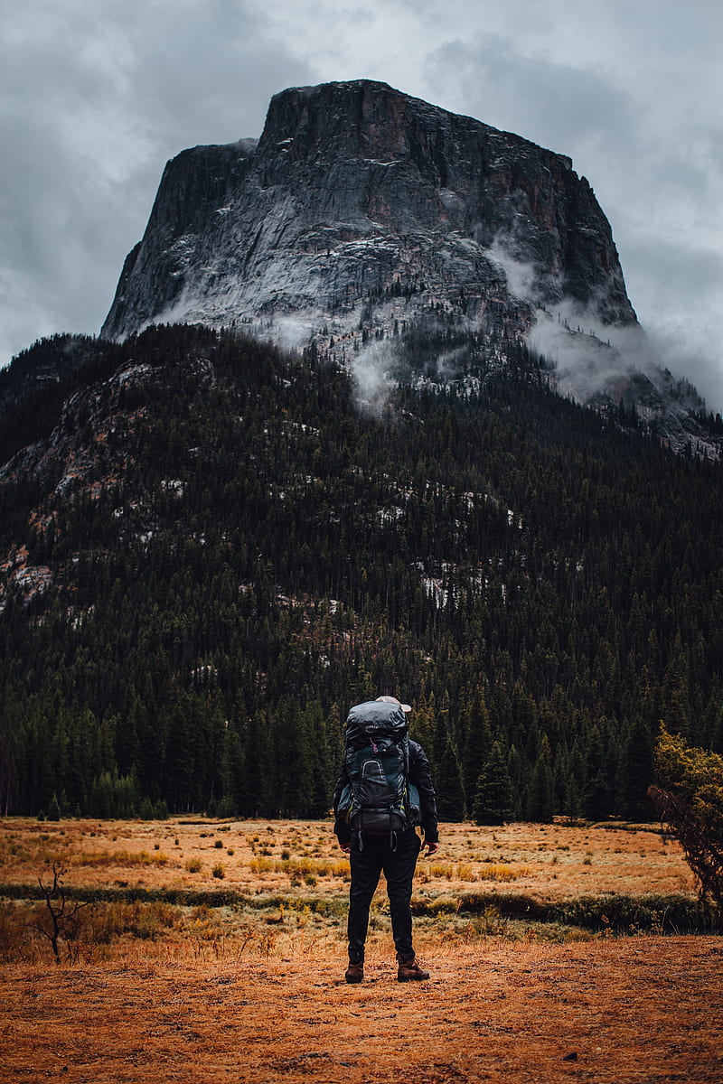 traveler, travel, mountains, backpack, rocks, HD phone wallpaper