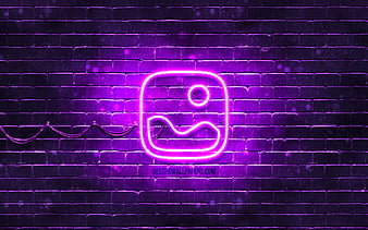 Purple flower neon icon purple background, neon symbols, Purple flower ...