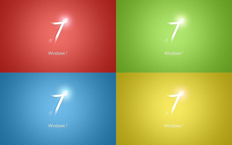 Windows 7 Colors, red, , window, 7, yellow, handsettbattery, wall, handsett, windows, se7en, green seven, paper, blue, battery, HD wallpaper