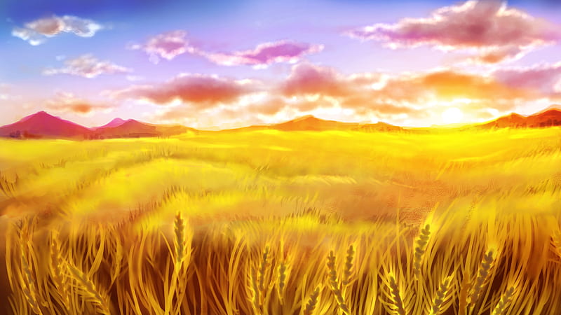 jaeger sixth, anime landscape, field, clouds, sky, scenery, Anime, HD wallpaper