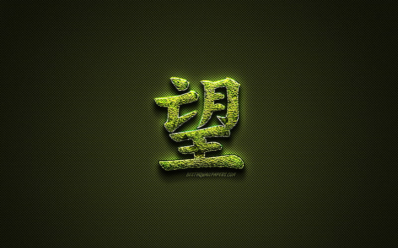 Hope Kanji hieroglyph, green floral symbols, Hope Japanese Symbol, japanese hieroglyphs, Kanji, Japanese Symbol for Hope, grass symbols, Hope Japanese character, HD wallpaper